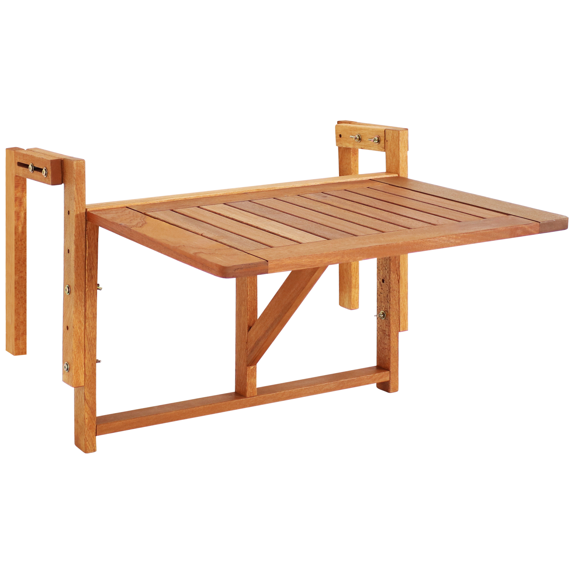 Sunnydaze Decor, Meranti Folding Balcony Railing Table, Table Shape Rectangle, Primary Color Brown, Height 22 in, Model# FRN-682